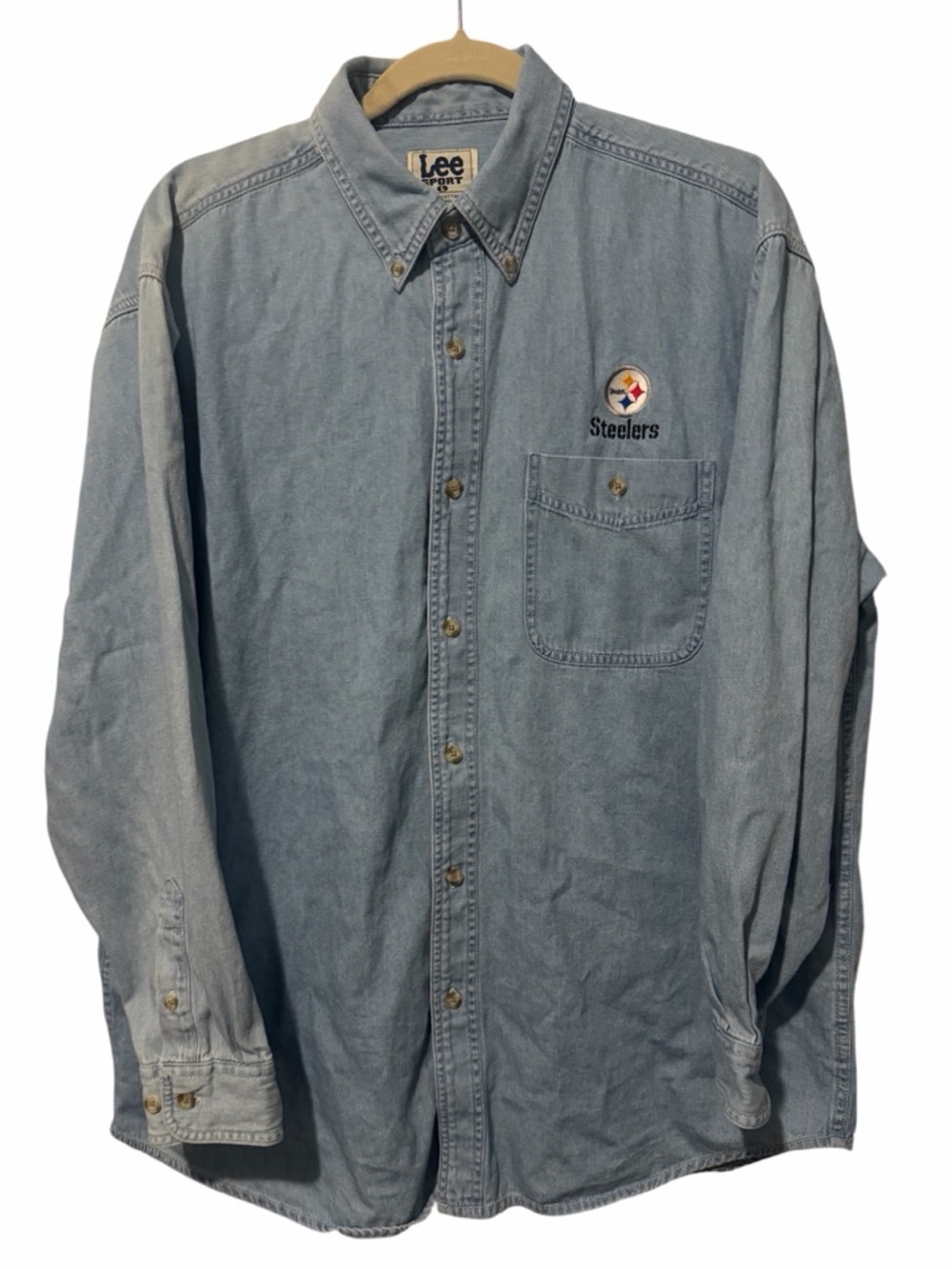 Lee Sport Denim Button-Up Shirt with Steelers embroidery